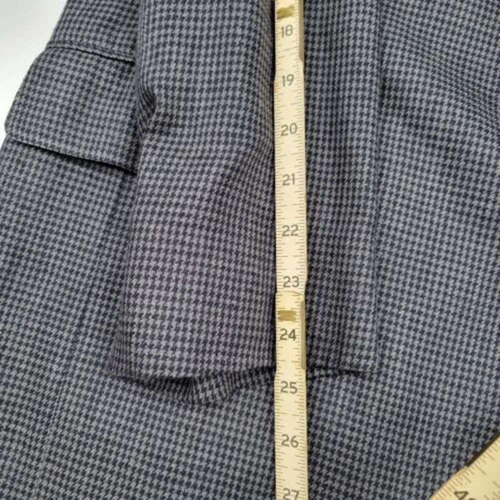 Vintage Jos A‎ Bank 100% Silk Men's L Large Houndstooth Gray Black Blazer Jacket